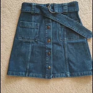 Denim belted mini skirt